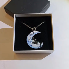 Cartoon Moon Cat Pendant Necklace Gift For Girls