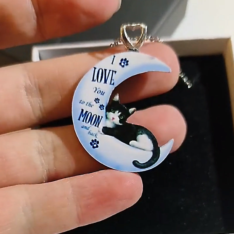 Cartoon Moon Cat Pendant Necklace Gift For Girls