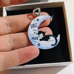 Cartoon Moon Cat Pendant Necklace Gift For Girls