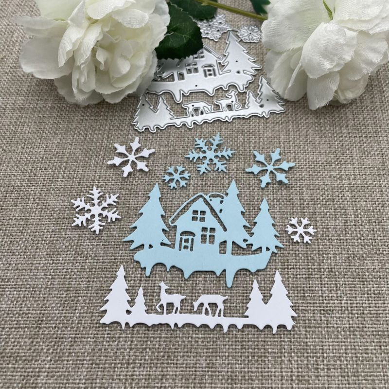 Winter Snow Scene Metal Cutting Dies for DIY Scrapbooking