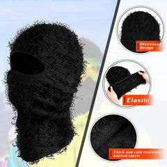 Distressed Ski Mask Knitting Winter Windproof Full Face Mask For Men Women
