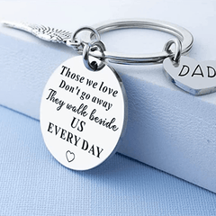 Stainless Steel Round Keychain Gift For Father & Mother