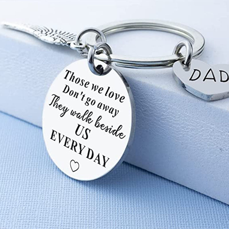 Stainless Steel Round Keychain Gift For Father & Mother