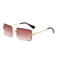 Rectangular Rimless Sunglasses Gradient Tint UV400