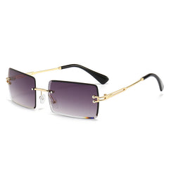 Rectangular Rimless Sunglasses Gradient Tint UV400