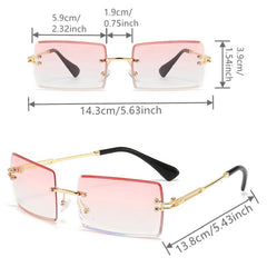 Rectangular Rimless Sunglasses Gradient Tint UV400