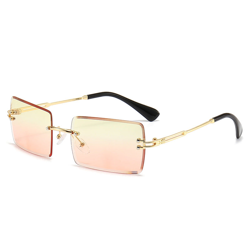 Rectangular Rimless Sunglasses Gradient Tint UV400