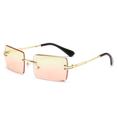 Rectangular Rimless Sunglasses Gradient Tint UV400