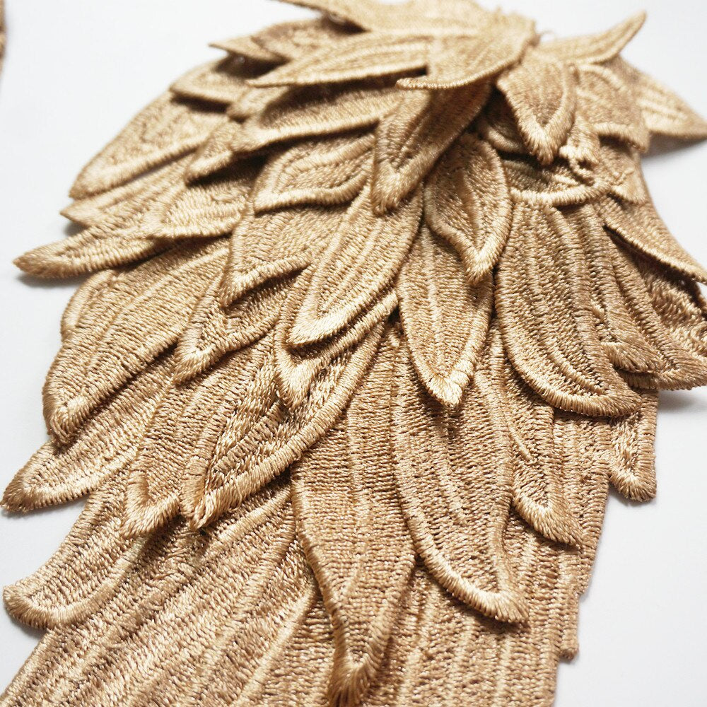 2pcs Angel Wing Applique Wedding Dress Collar Patch DIY Crafts