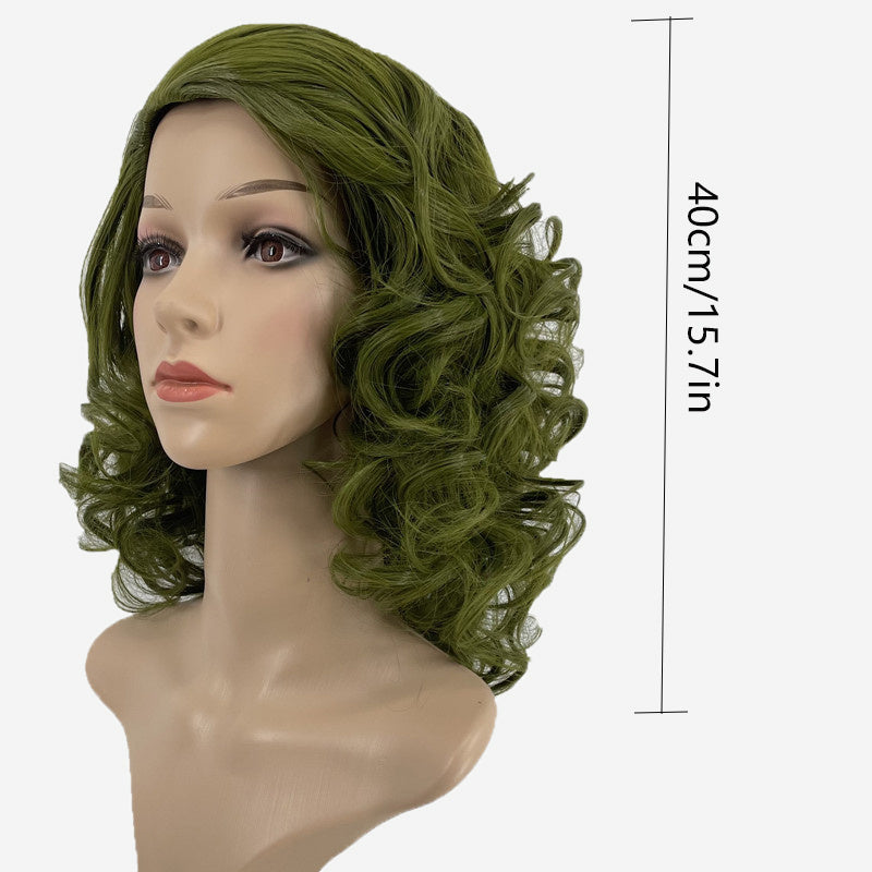 2pcs Green Curly Clown Wig & Mask Set Halloween Costume Props