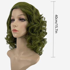 2pcs Green Curly Clown Wig & Mask Set Halloween Costume Props