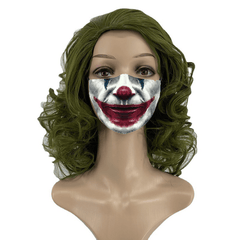 2pcs Green Curly Clown Wig & Mask Set Halloween Costume Props
