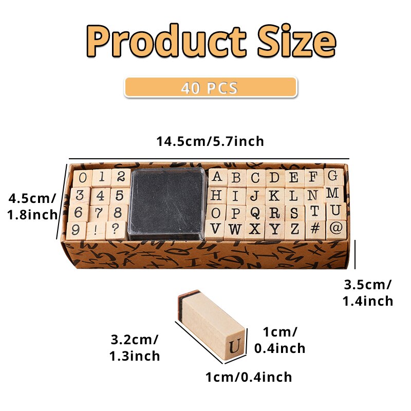 40pcs Wooden Alphabet Stamps Capital Letter Stamps for DIY Craft Scrapbooking
