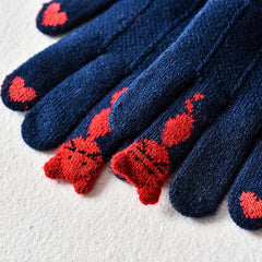 Unisex Knitted Finger Gloves Cat Jacquard Short Warm Winter Gloves