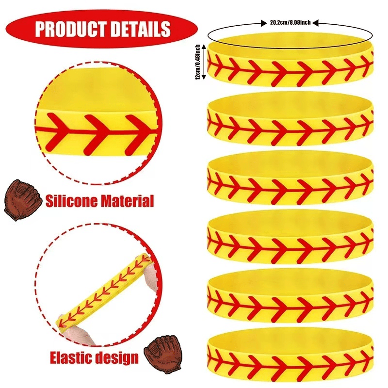12 pcs Softball Silicone Bracelet - Ideal Gift for Fans and Players