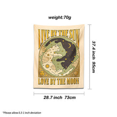 Psychedelic Sun Moon Cat Tarot Tapestry Retro Cat Wall Hanging