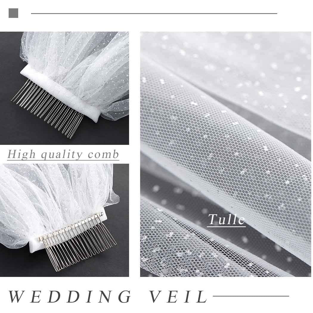 Glitter Head Veil With Comb Sequin Head Veil Wedding Accessories