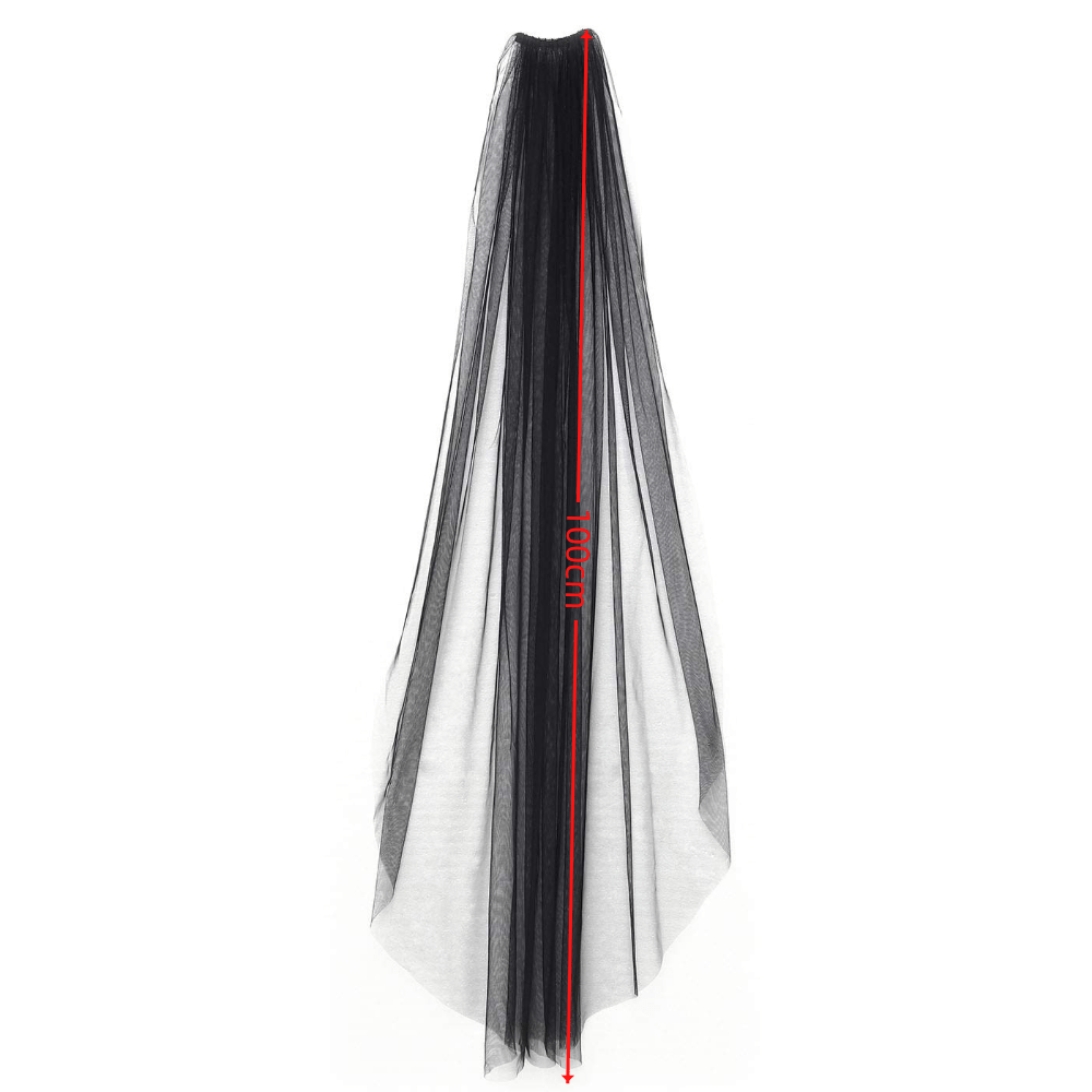 Long White Bridal Head Veil with Comb
