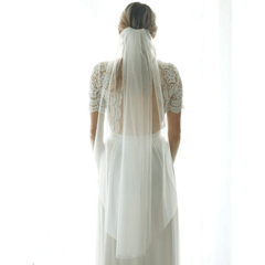 Long White Bridal Head Veil with Comb