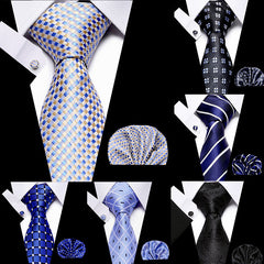 Business Men's Tie Set with Cuff Square Scarf