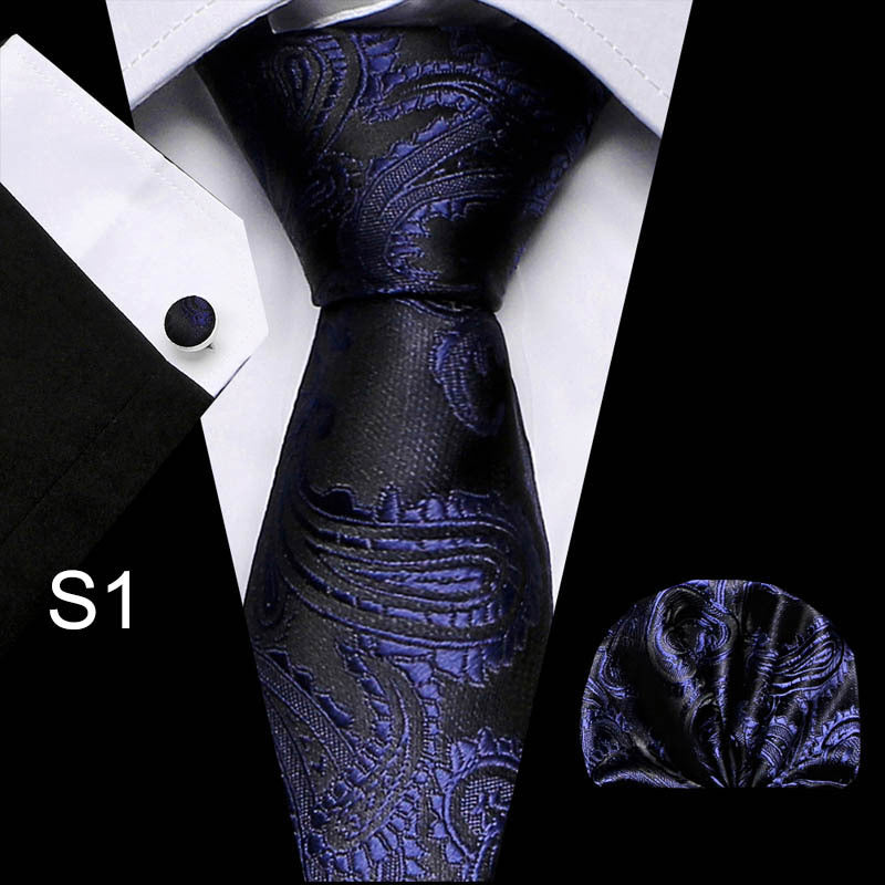 Business Men's Tie Set with Cuff Square Scarf