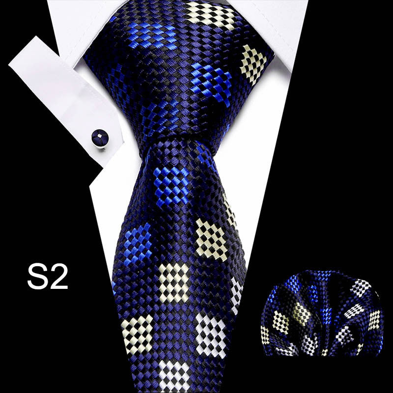 Business Men's Tie Set with Cuff Square Scarf