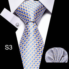 Business Men's Tie Set with Cuff Square Scarf