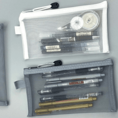 Transparent Mesh Pen Bag Storage Bag for Students Exams Portable Pen Bag