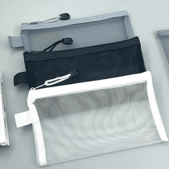 Transparent Mesh Pen Bag Storage Bag for Students Exams Portable Pen Bag