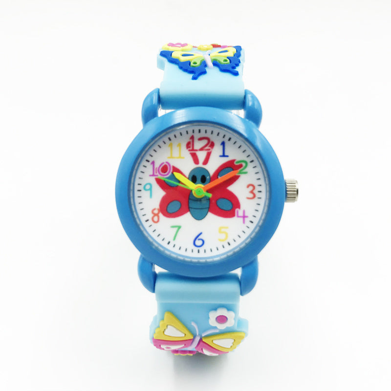 Kids 3D Cartoon Quartz Watch Jelly Silicone Band Pretty Wristwatches