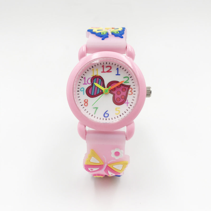 Kids 3D Cartoon Quartz Watch Jelly Silicone Band Pretty Wristwatches