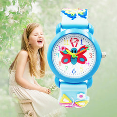 Kids 3D Cartoon Quartz Watch Jelly Silicone Band Pretty Wristwatches
