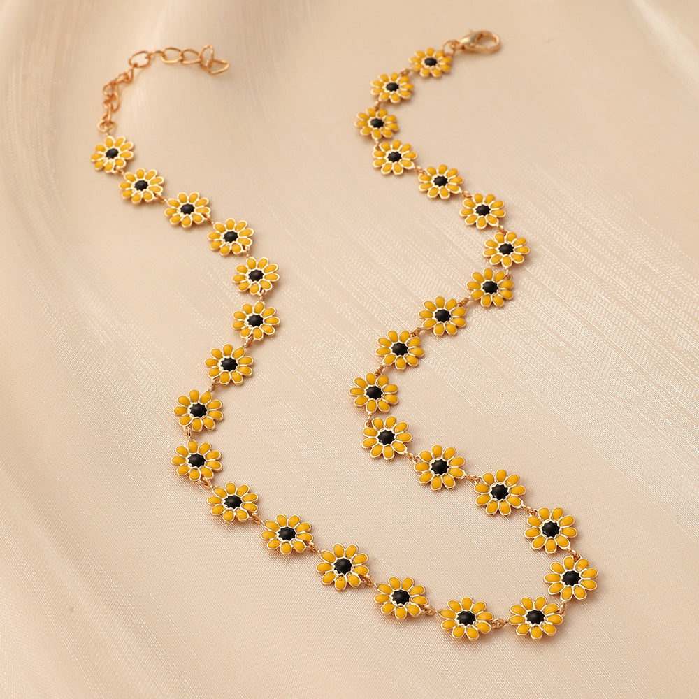 Bohemian Daisy Necklace and Bracelet Set