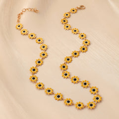 Bohemian Daisy Necklace and Bracelet Set