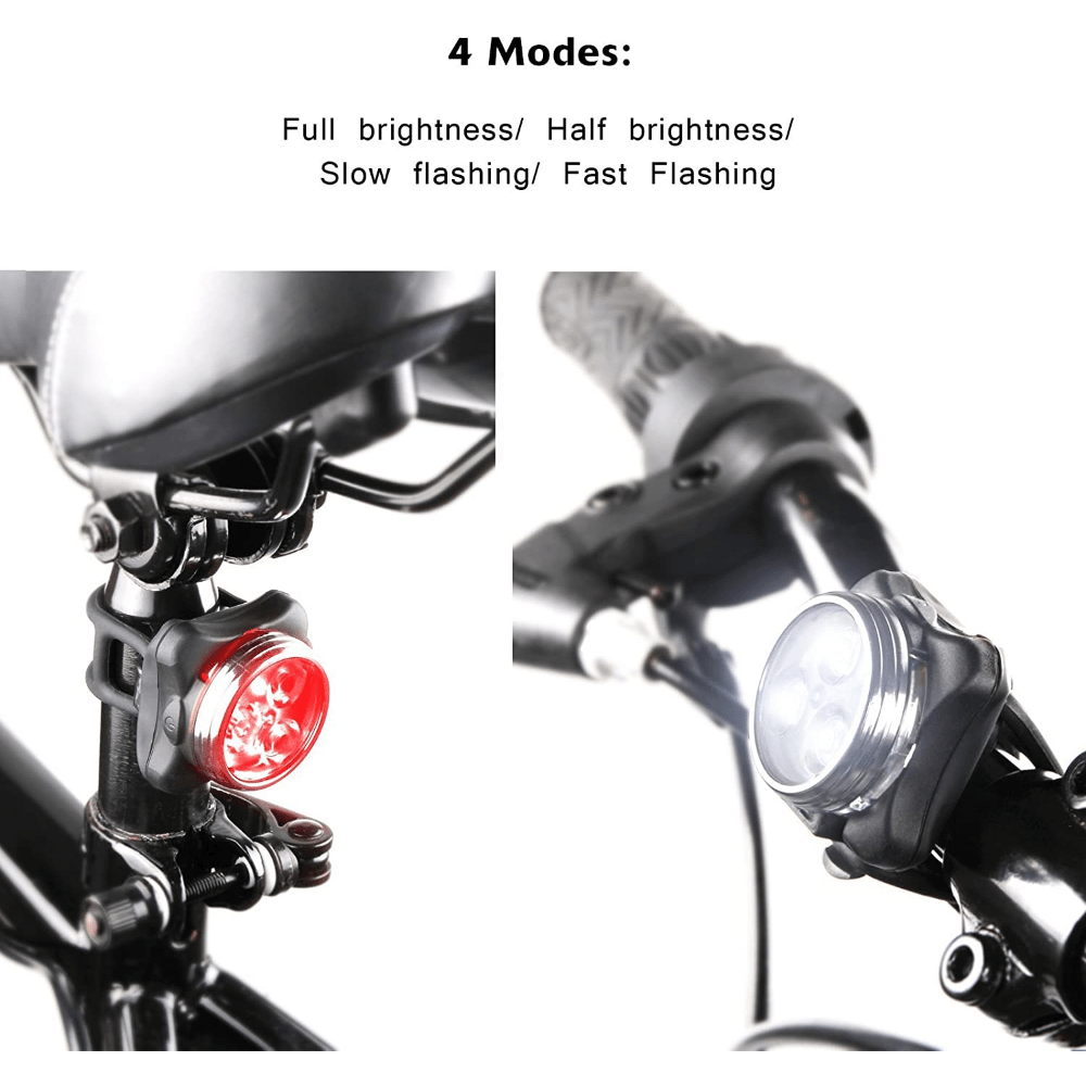 USB Rechargeable Bike Light Set - High Brightness, 4 Light Modes
