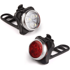 USB Rechargeable Bike Light Set - High Brightness, 4 Light Modes