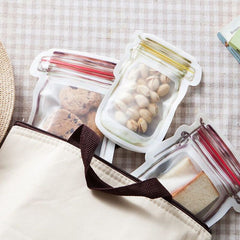 2pcs Leakproof Mason Jar Zipper Bags for Food Storage and Fresh Keeping