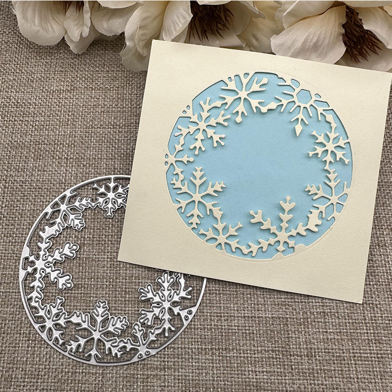 Snowflake Circle Frame Metal Cutting Dies Stencil for Card Making DIY Scrapbooki
