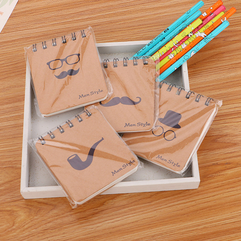 British Style Coil Notebook Gentleman Beard Cartoon Memo Pad