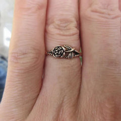 Vintage Rose Ring Delicate Carving Craft Boho Style Jewelry