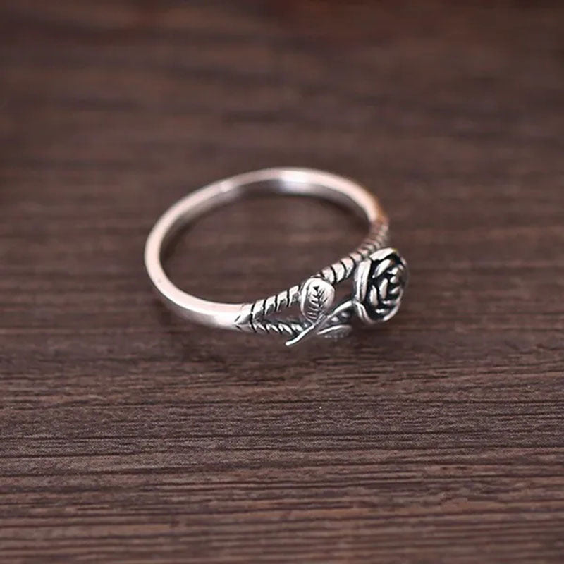 Vintage Rose Ring Delicate Carving Craft Boho Style Jewelry