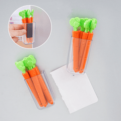 3pcs Carrot Chip Clips with Magnet Holder Box
