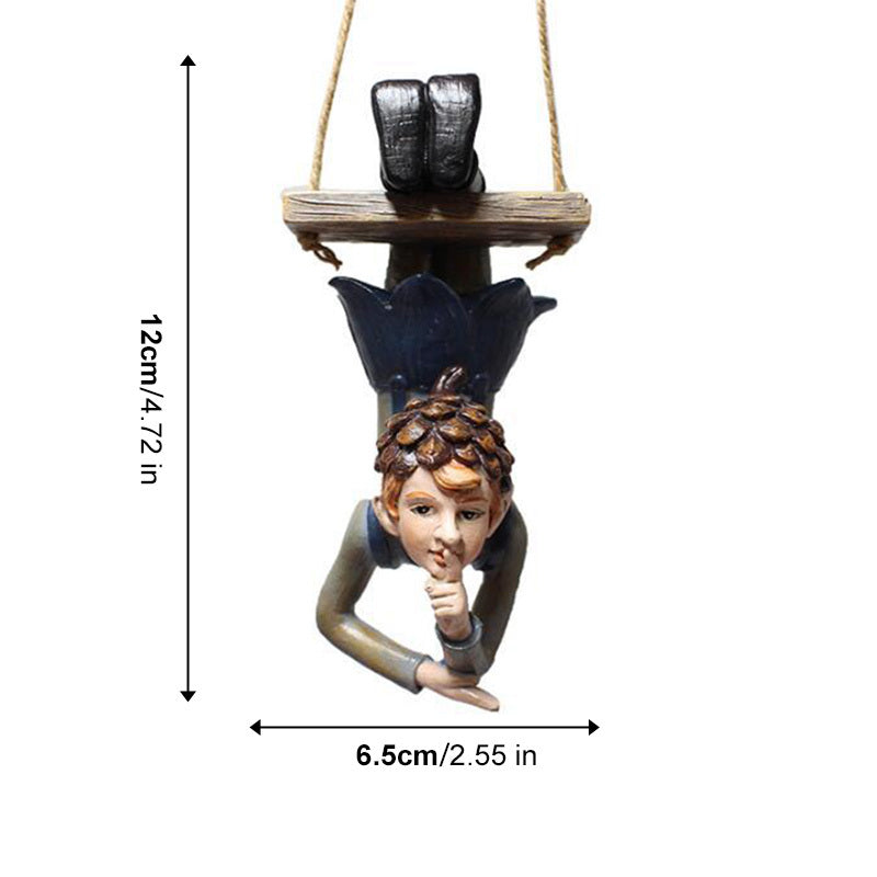Garden Elf Pendant Resin Statue for Outdoor Decor