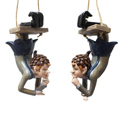Garden Elf Pendant Resin Statue for Outdoor Decor