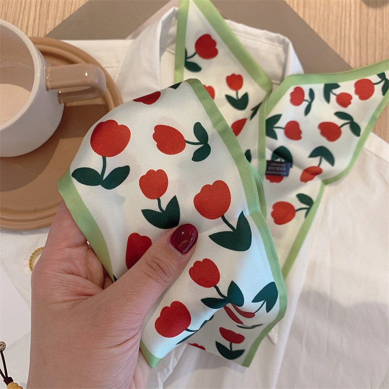 Twilly Scarf Silky Satin Neckerchief Hair Ribbon Scarf