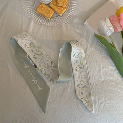 Floral Hairband Head Neckerchief Twill Satin Ribbon Scarf