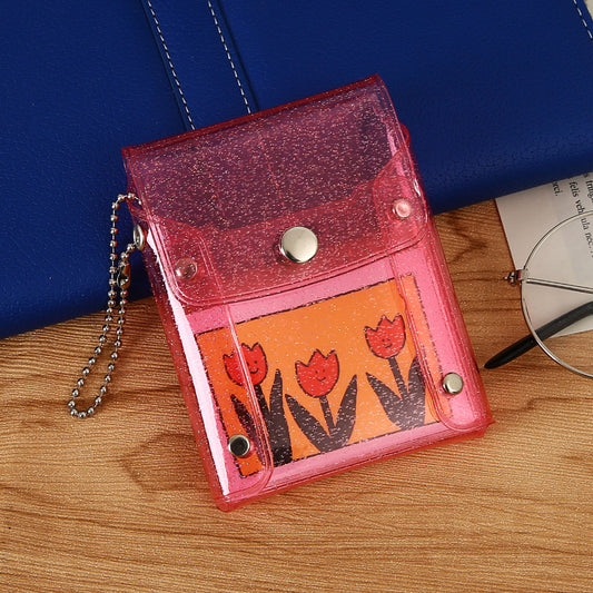 Clear Snap Button Coin Purse with Keychain - Ideal Gift for Girls and Women