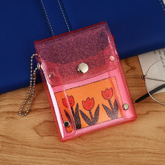 Clear Snap Button Coin Purse with Keychain - Ideal Gift for Girls and Women