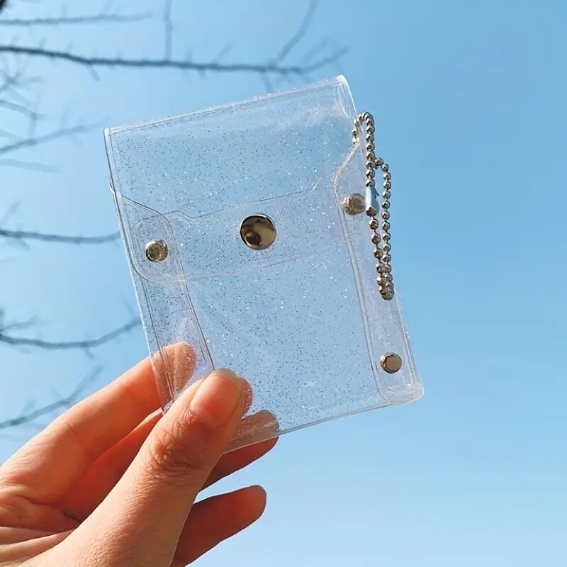 Clear Snap Button Coin Purse with Keychain - Ideal Gift for Girls and Women