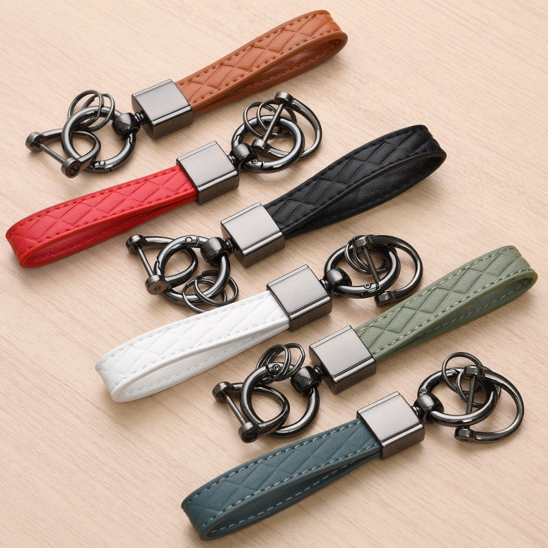 Car Key Chain Lanyard For Couples PU Leather Alloy Key Chain Ring